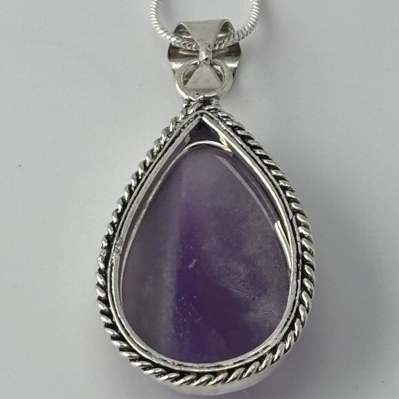 Natural Pear Shaped Amethyst Pendant Necklace - Picture 3 of 5